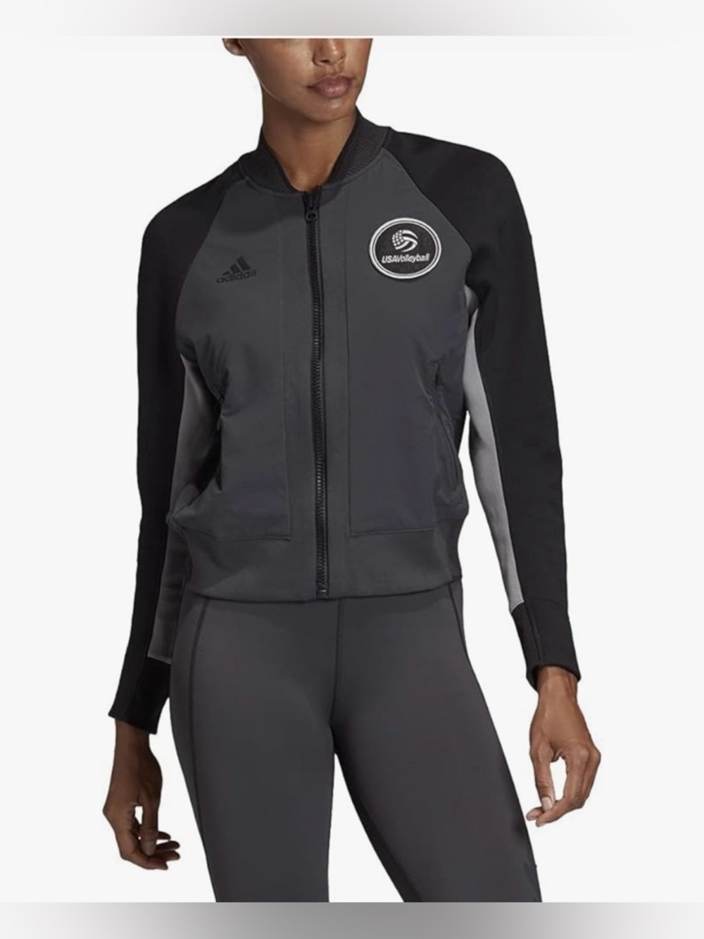 adidas Black and Gray USA Volleyball Track Jacket